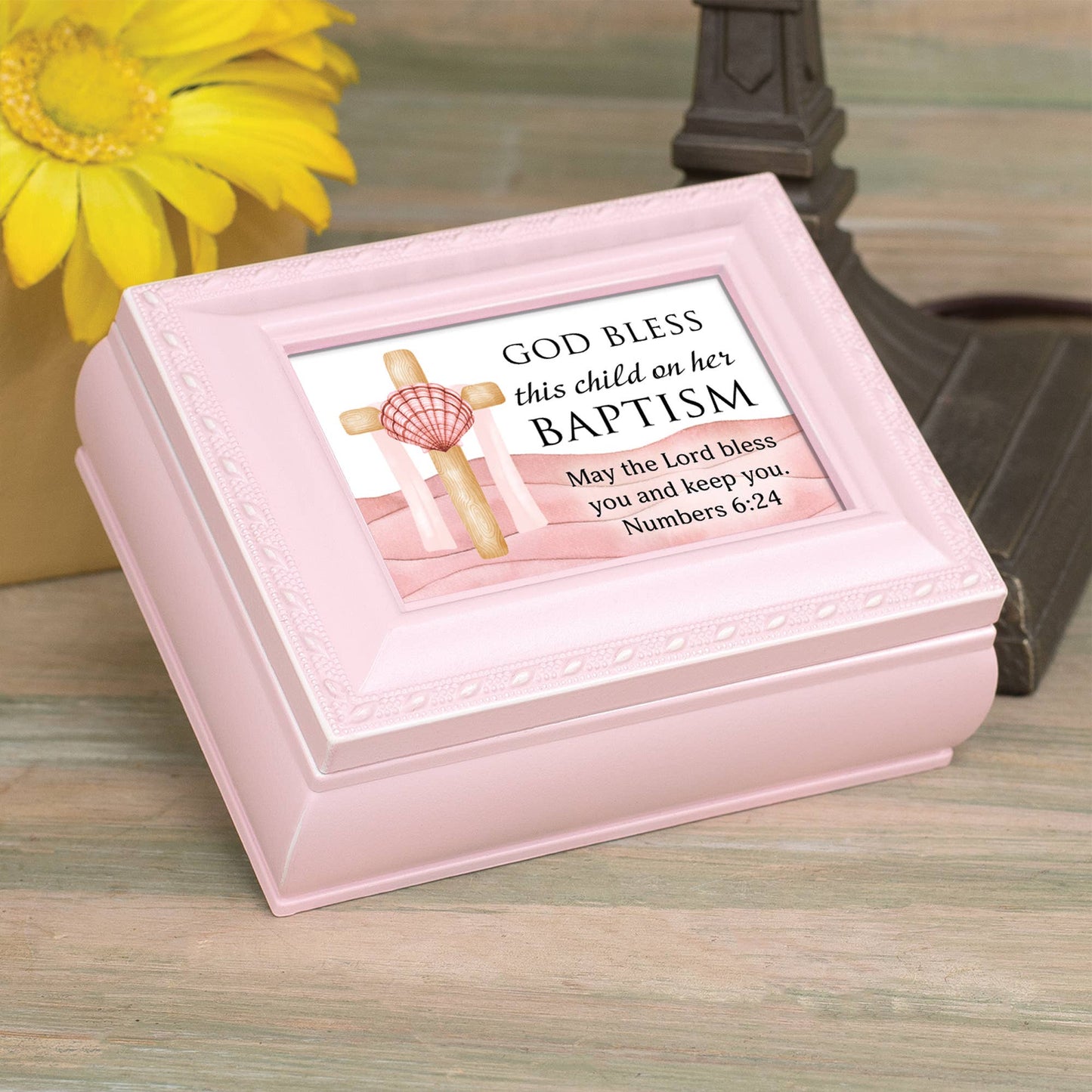 KeepsakeBox God Bless Child Baptism Pink
