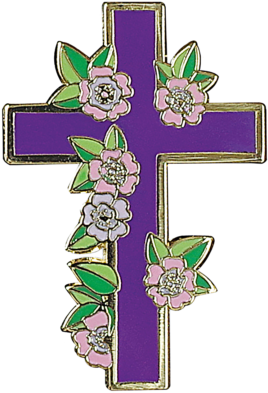 Floral Cross Hard Enamel Pin