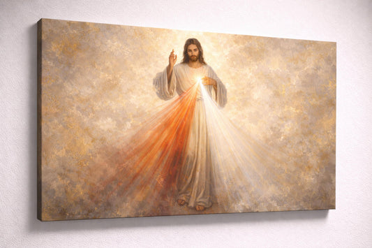 Divine Mercy Light Rays Canvas Wall Art 24x36"