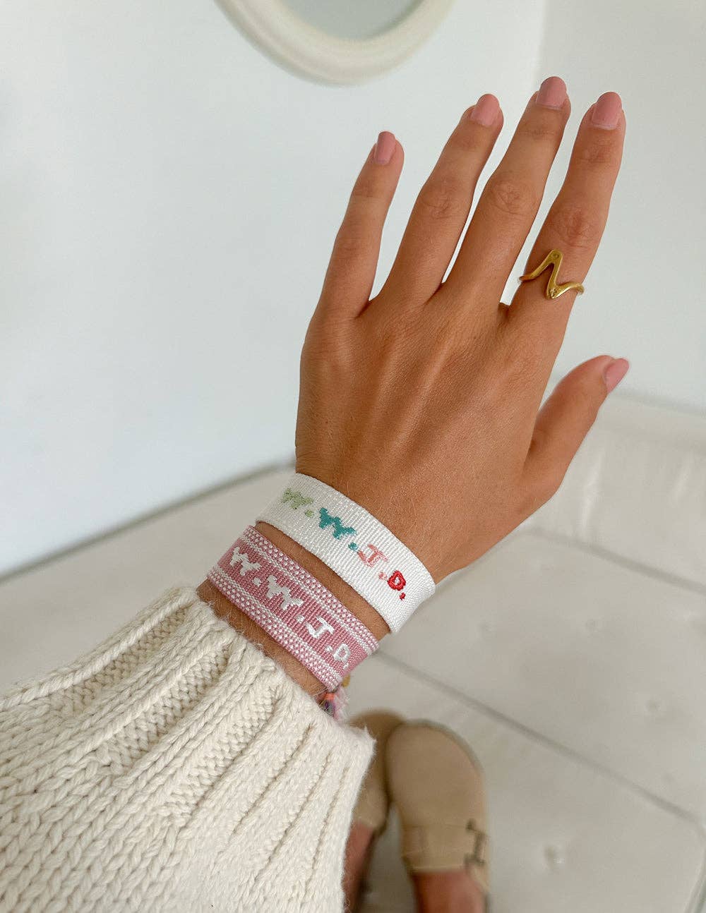 White WWJD Embroidered Bracelet