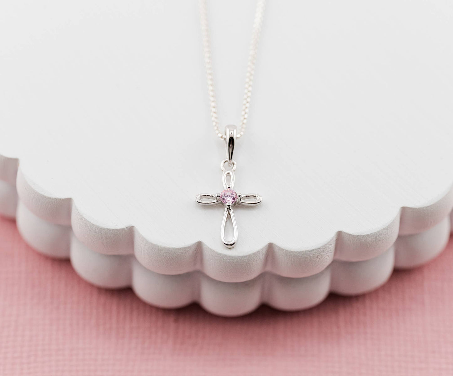 Sterling Silver CZ Cross Necklace