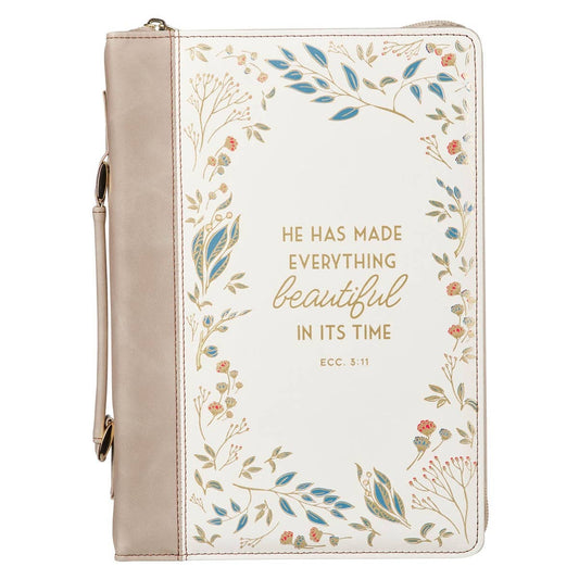 Bible Cover Fashion Cream Everything Beautiful Ecc 3:11 L