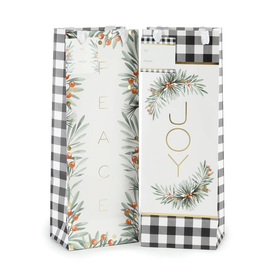 Farmhouse Greenery Wine Bag Set