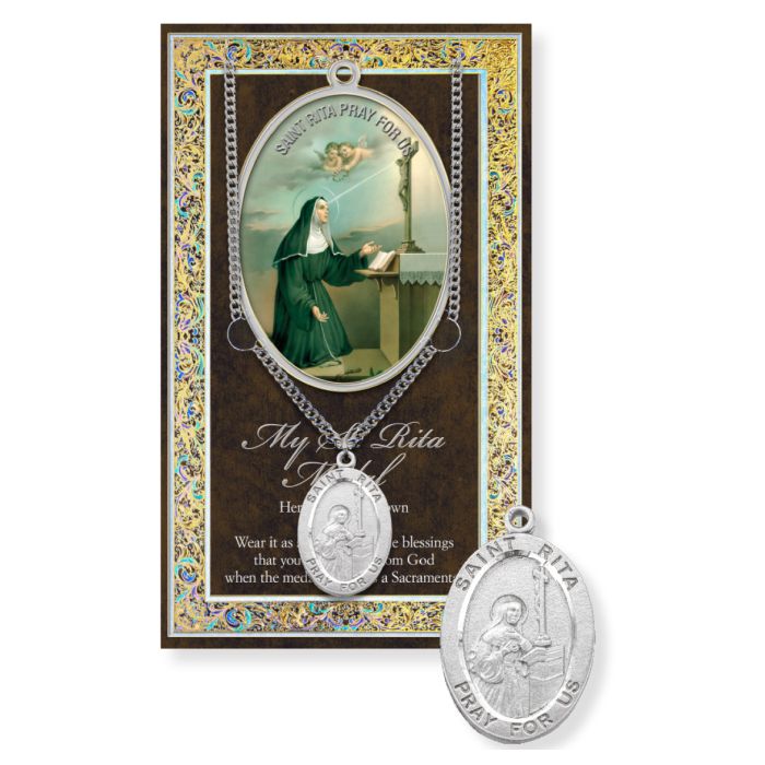 St. Rita Pewter Medal Necklace
