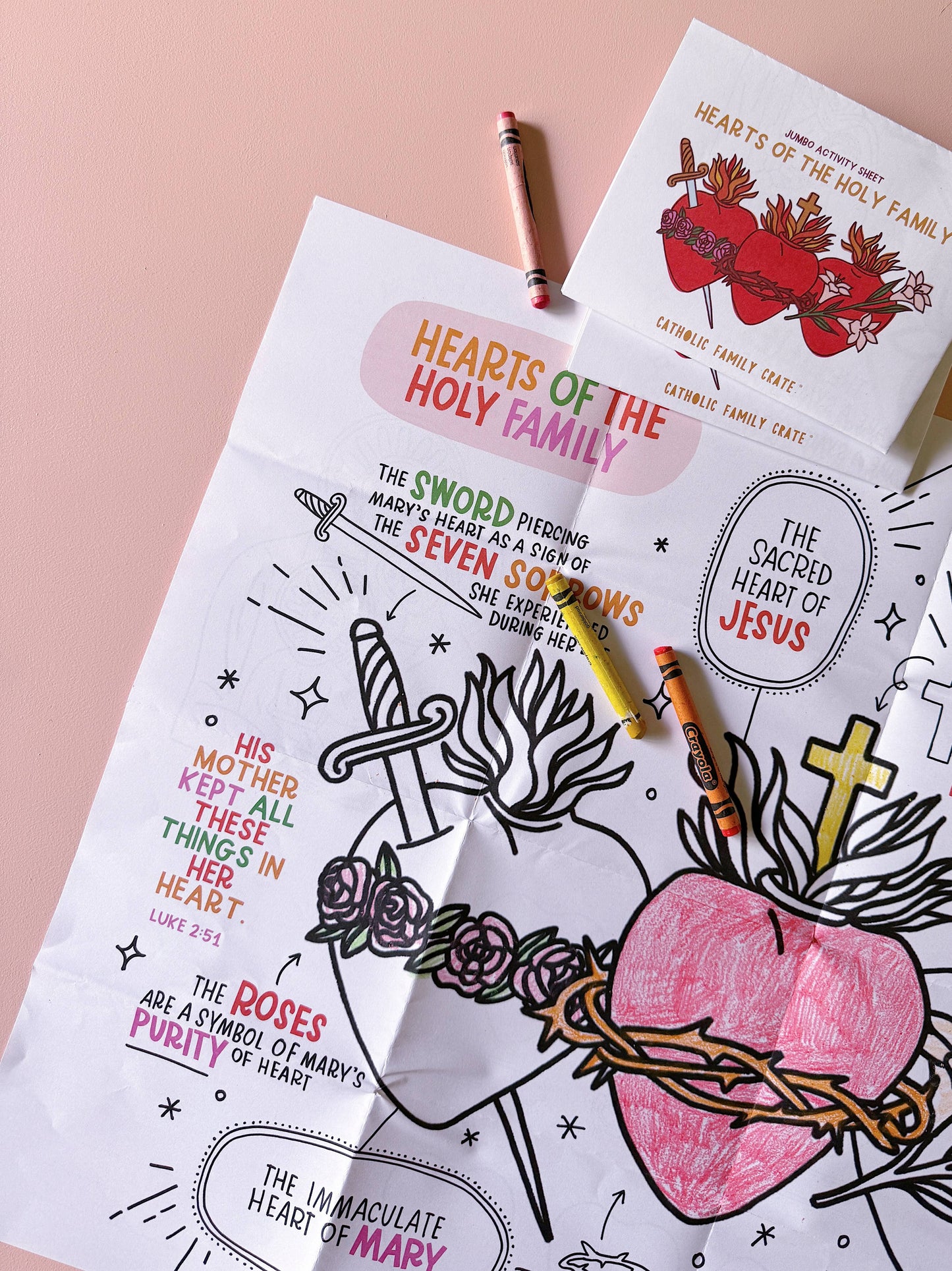 Holy Family Hearts Jumbo Activity Shee Pack of 3