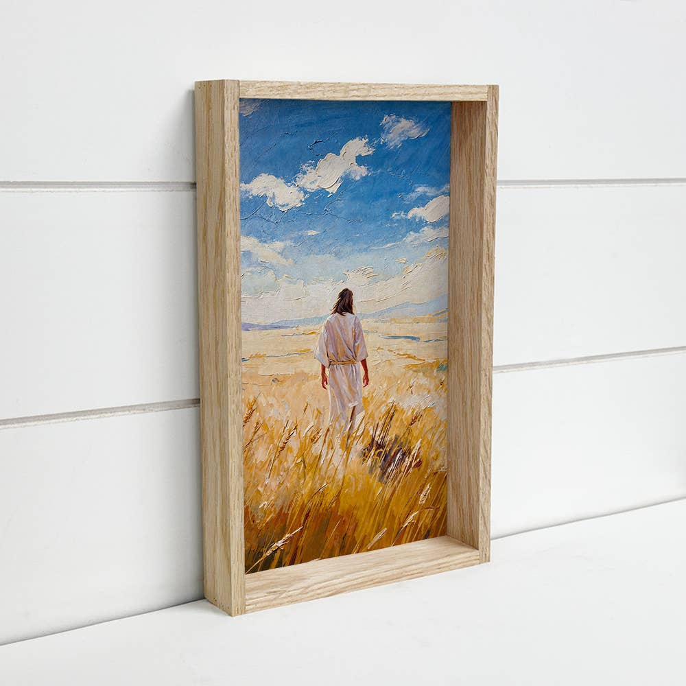Jesus in the Golden Field - Christian Canvas Wall Art Decor