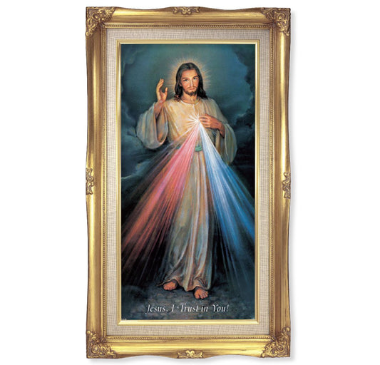 11.25" x 18.5" Gold Leaf Wood Frame with Divine Mercy Framed Print