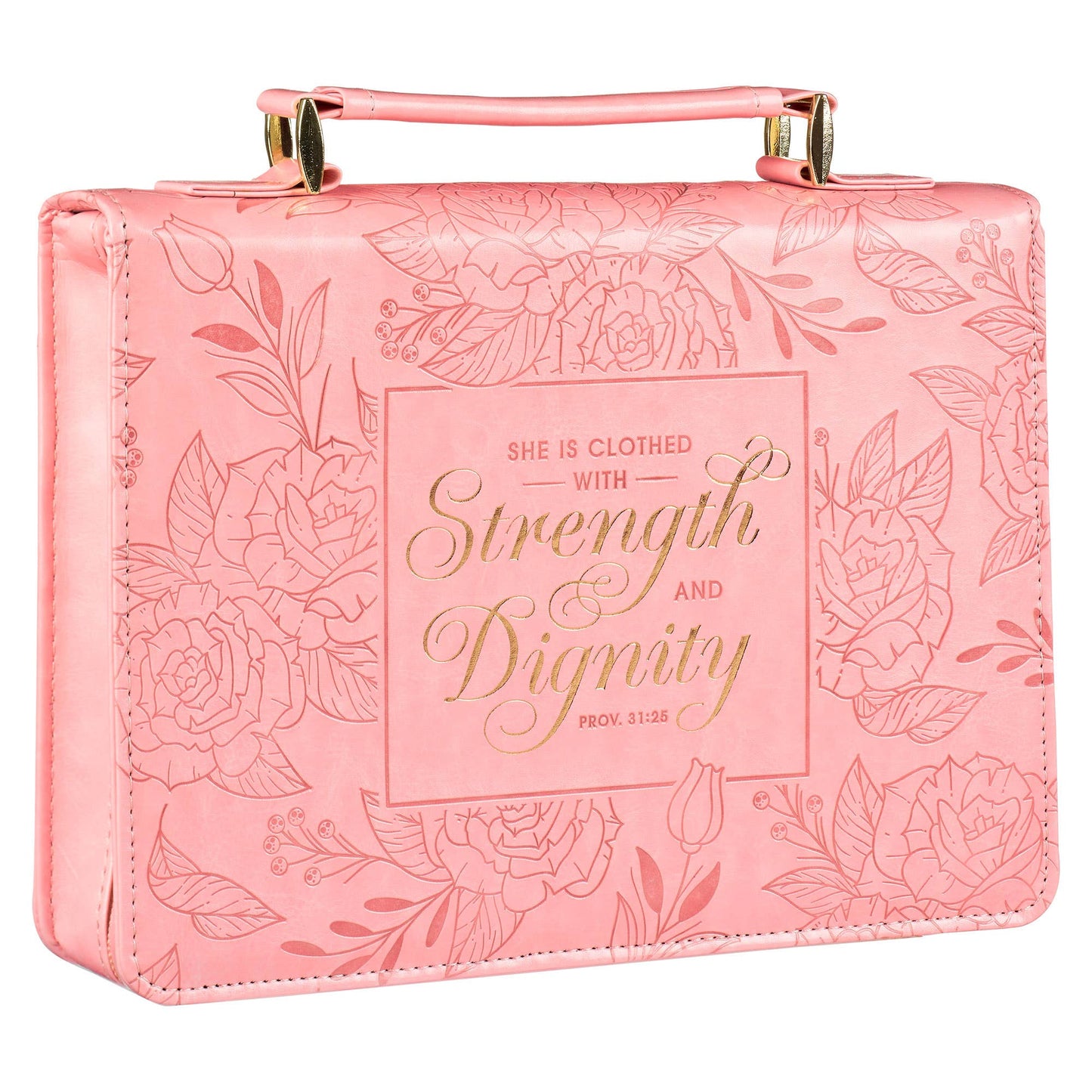 Bible Cover Fashion Pink Floral Strength Dignity Prov 31:25