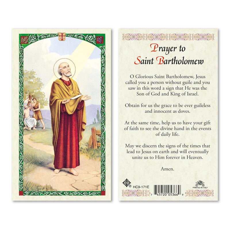 St. Bartholomew Laminated Holy Card