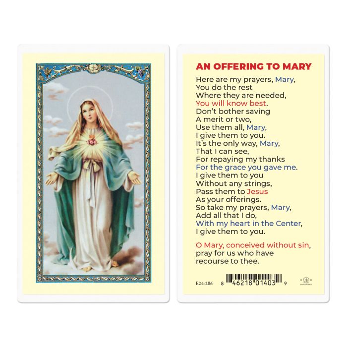 An offering to Mary Holy Card