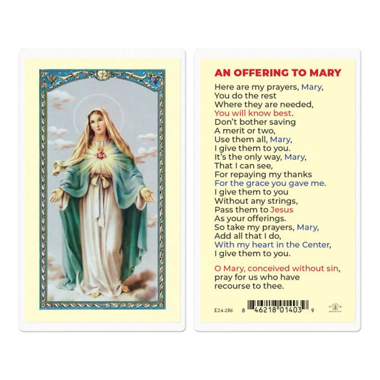 An offering to Mary Holy Card