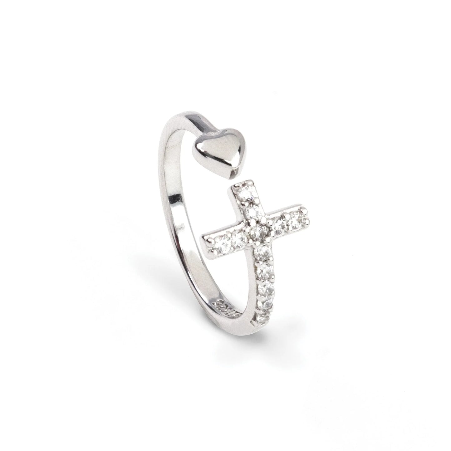 Cubic Zirconia Cross with Heart