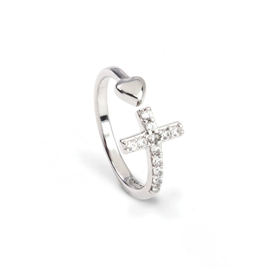 Cubic Zirconia Cross with Heart
