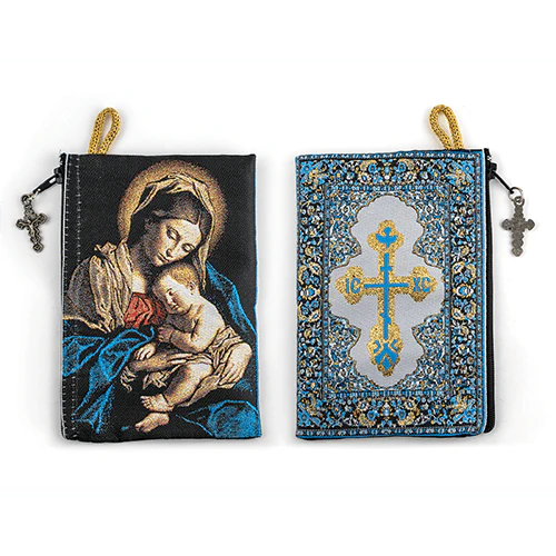 Virgin Madonna and Child Jesus Icon Rosary Pouch