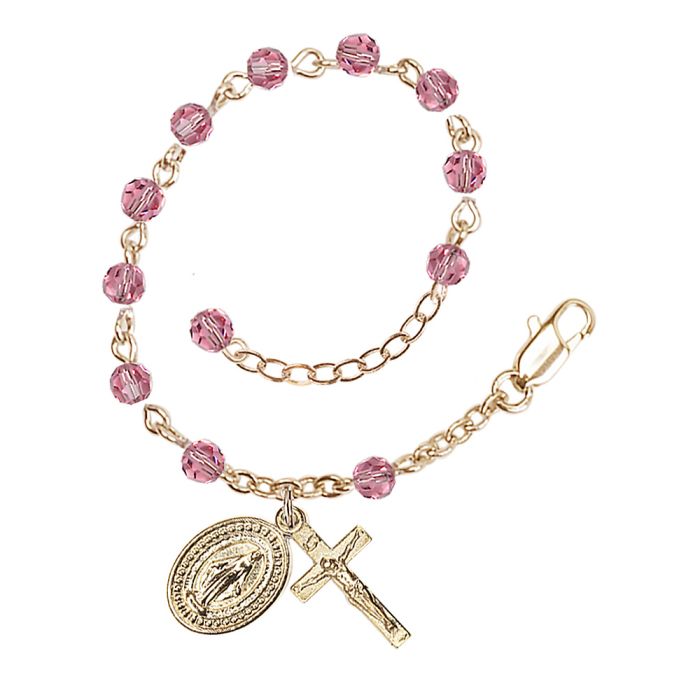 Gold Plate Rose Rosary Bracelet