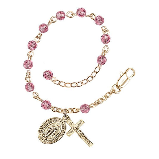 Gold Plate Rose Rosary Bracelet