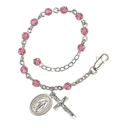 Silver Plate Rose Rosary Bracelet