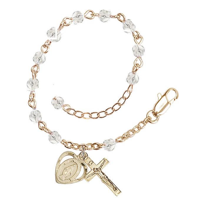 Gold Plated 4mm Crystal Rosary Bracelet