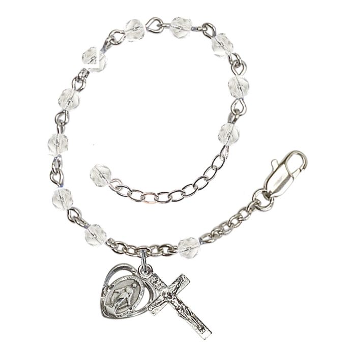 Silver Plated 4mm Crystal Rosary Bracelet