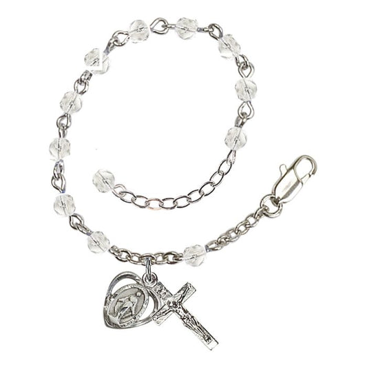 Silver Plated 4mm Crystal Rosary Bracelet