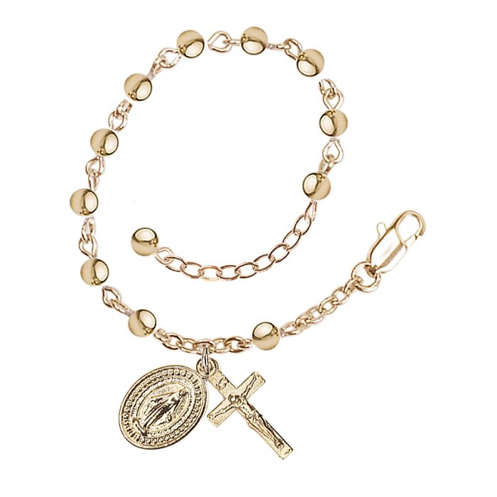 Gold Plated 4mm Round Rosary Bracelet