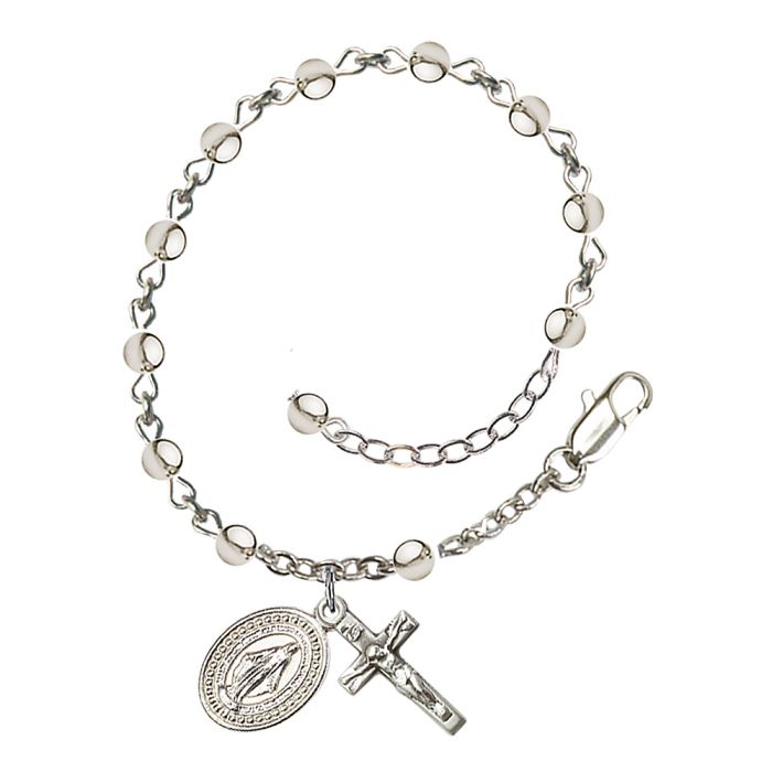 Sterling Silver 4mm Round Rosary Bracelet
