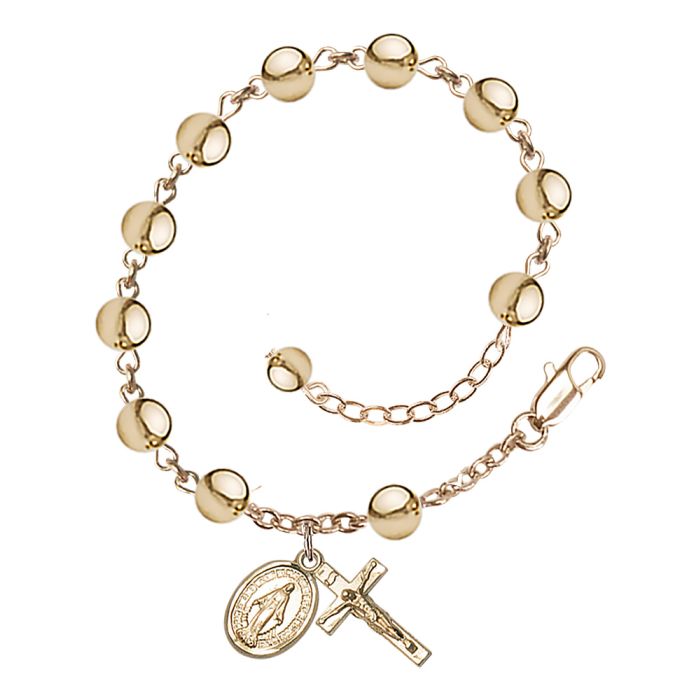 Gold Plated 6mm Round Rosary Bracelet