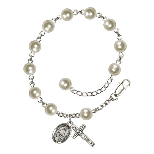 Sterling Silver 6mm Pearl Rosary Bracelet
