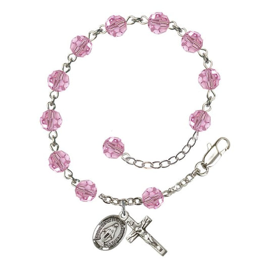 Sterling Silver 6mm Light Rose Rosary Bracelet