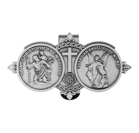 St. Christopher and Guardian Angel Visor Clip