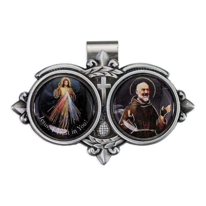 St. Pio and Divine Mercy Resin Visor Clip