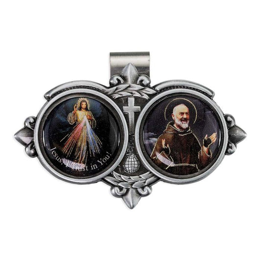 St. Pio and Divine Mercy Resin Visor Clip