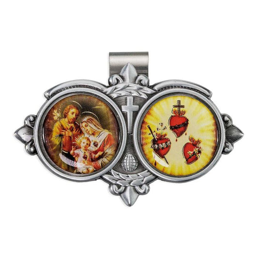 Holy Family and Three Hearts Resin Visor Clip