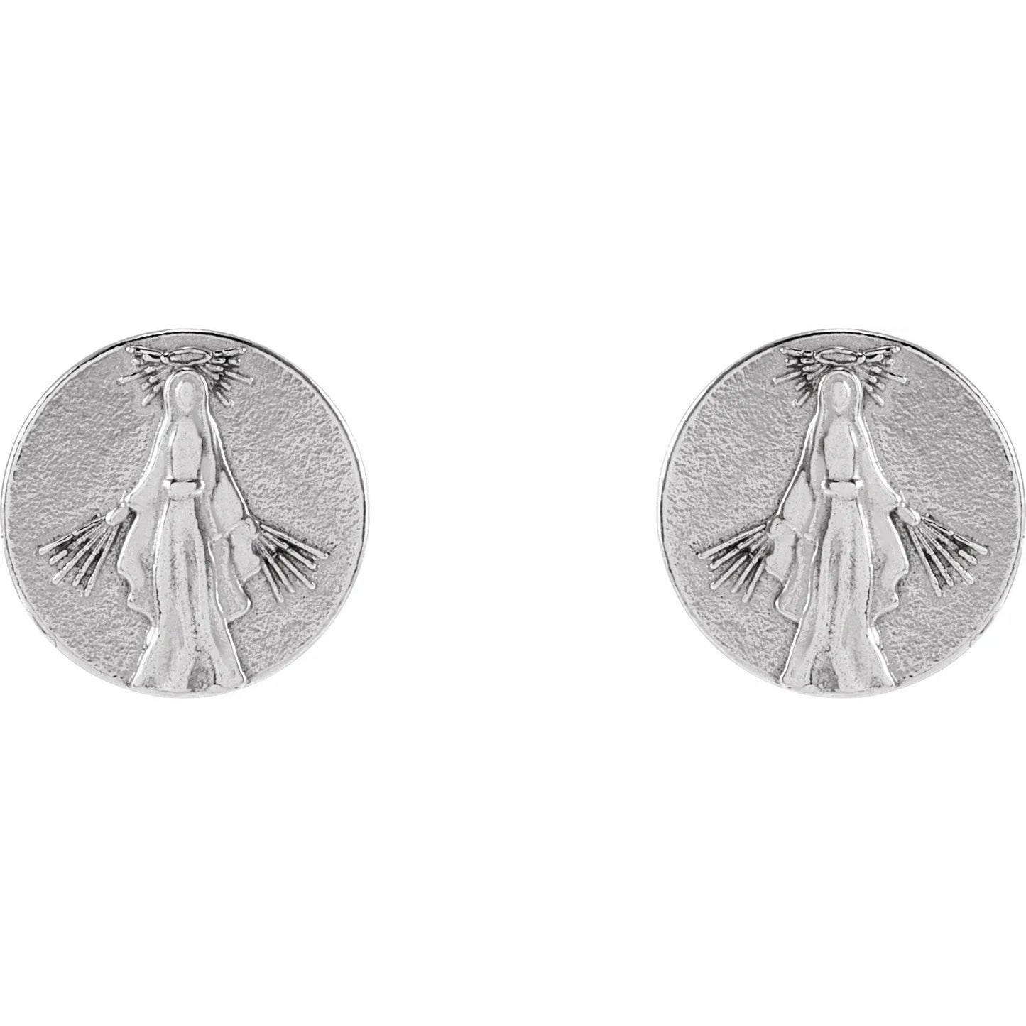 Sterling Silver Tiny Miraculous Medal Stud Earrings