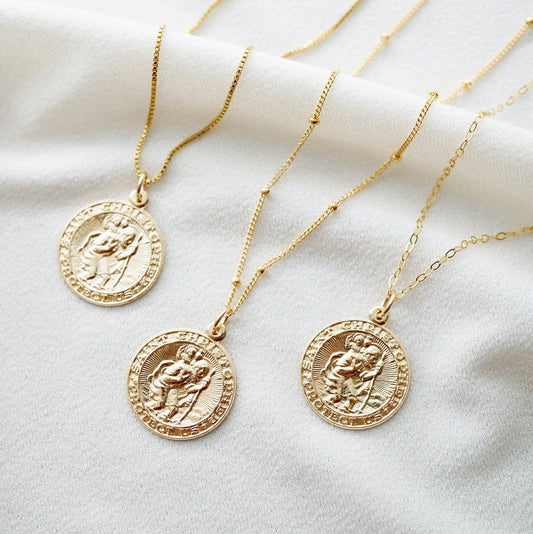 St Christopher Traveler 14K Gold Fill Necklace