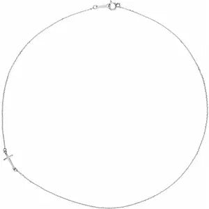 Off Center Sterling Silver Cross Necklace