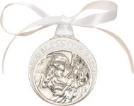 Baby with Angel Crib Medal (White)