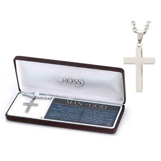 Man of God Stainless Steel Cross Necklace 20" Chain
