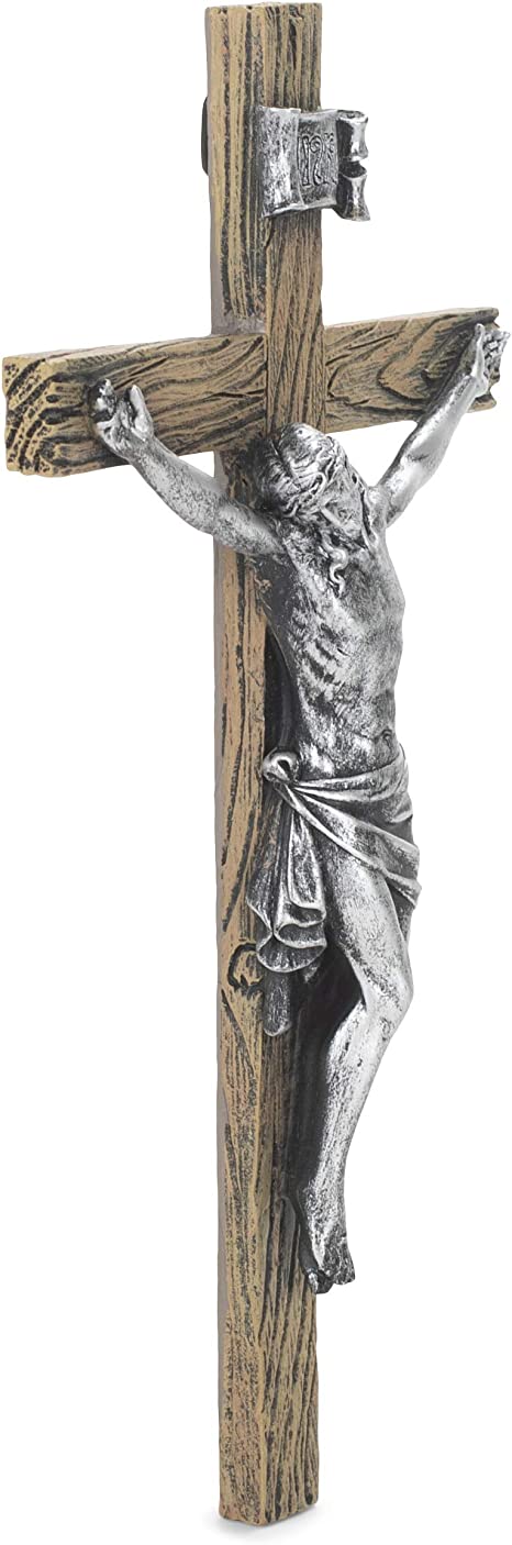 Antique Silver Wall Crucifix 8.5"