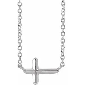 Sterling Silver Sideways Cross Necklace