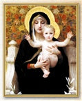 BOUGUEREAU: MADONNA OF THE FLOWERS GOLD FRAME EVERLASTING PLAQUE