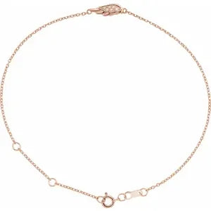 14K Rose .015 CTW Diamond Angel Wing Bracelet