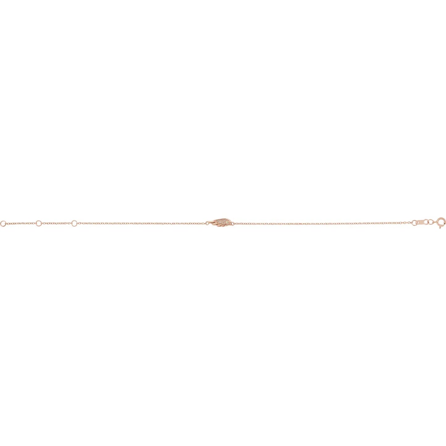 14K Rose .015 CTW Diamond Angel Wing Bracelet