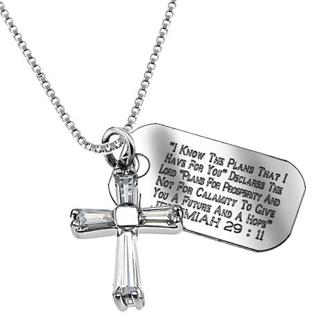 Clear Prism Cross Necklace