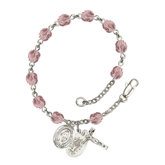 Miraculous Light Purple June Rosary Bracelet 6mm