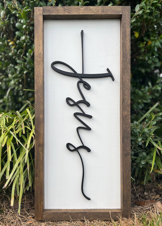 Jesus Cross Farmhouse sign-3D words-home decor