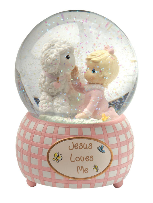 Precious Moments  Musical Water Globe Girl Lamb